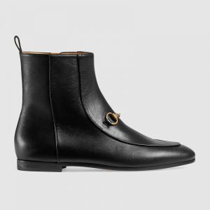 Gucci Women Gucci Jordaan Leather Ankle Boot in Black Leather 1.3 cm Heel