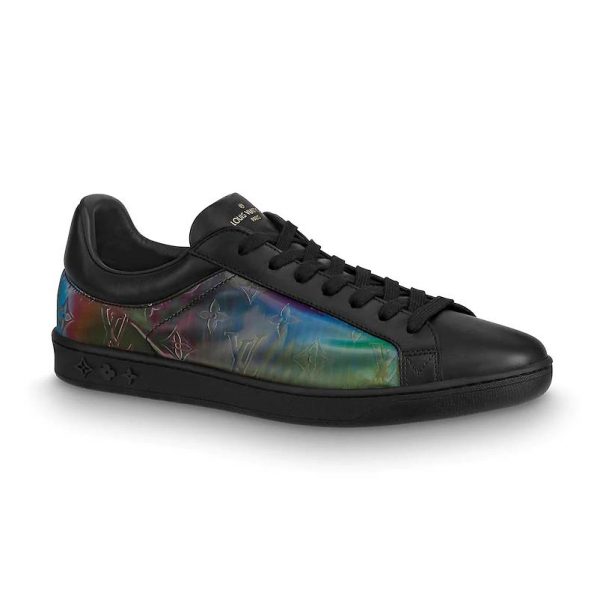 Louis Vuitton LV Unisex LV Sneaker Luxembourg in Iridescent Monogram Textile and Calf Leather-Black