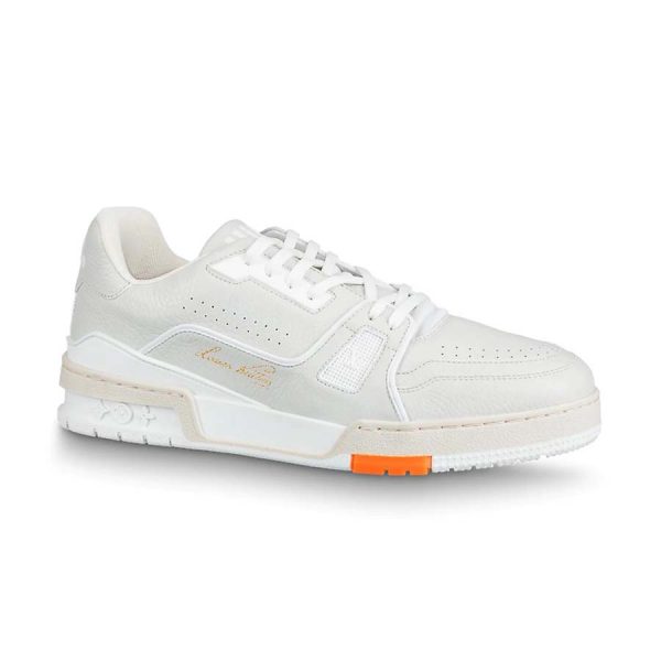 Louis Vuitton LV LV Trainer Sneaker in Grained Calf Leather-White - Brandsoff