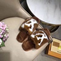 Louis Vuitton LV Women Homey Flat Mule in Mink Fur-Brown (1)