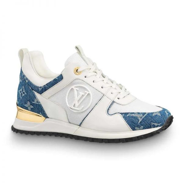 Louis Vuitton LV Women Run Away Sneaker in Monogram Denim and Calf Leather-Blue