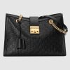 Gucci GG Women Padlock GG Medium Shoulder Bag in GG Supreme Canvas with Leather-Black