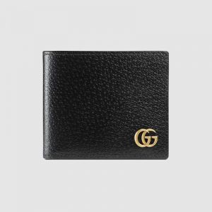 Gucci GG Men GG Marmont Leather Bi-Fold Wallet in Black in Calfskin Leather