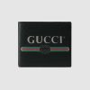Gucci GG Men Gucci Print Leather Bi-Fold Wallet in Black Leather