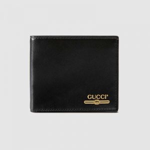 Gucci GG Men Leather Wallet with Gucci Logo in Black Leather