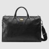Gucci GG Men Medium Soft Leather Duffle in Black Soft Leather