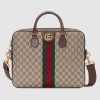 Gucci GG Men Ophidia GG Briefcase in BeigeEbony Soft GG Supreme Canvas