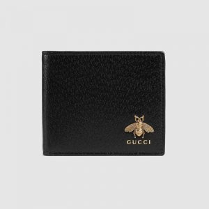 Gucci GG Unisex Animalier Leather Wallet in Black Leather