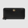 Gucci GG Unisex Leather Zip Around Wallet in Black Leather