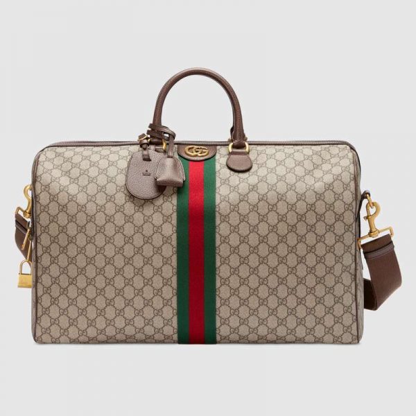 Gucci GG Unisex Ophidia GG Large Carry-On Duffle in BeigeEbony GG Supreme Canvas