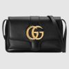 Gucci GG Women Arli Small Shoulder Bag in Leather with Double G Hardware-Black