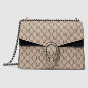 Gucci GG Women Dionysus Medium GG Shoulder Bag in GG Supreme Canvas-Black