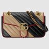 Gucci GG Women GG Marmont Small Shoulder Bag in Diagonal Matelassé Leather-Beige