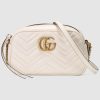 Gucci GG Women GG Marmont Small Shoulder Bag in Matelassé Chevron Leather-White