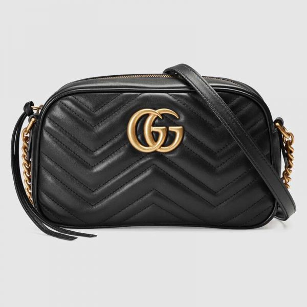 Gucci GG Women GG Marmont Small Shoulder Bag in Matelassé Chevron Leather-Black