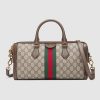 Gucci GG Women Ophidia GG Medium Top Handle Bag in Beige GG Supreme Canvas