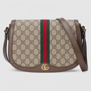 Gucci GG Women Ophidia GG Small Shoulder Bag in BeigeEbony GG Supreme Canvas