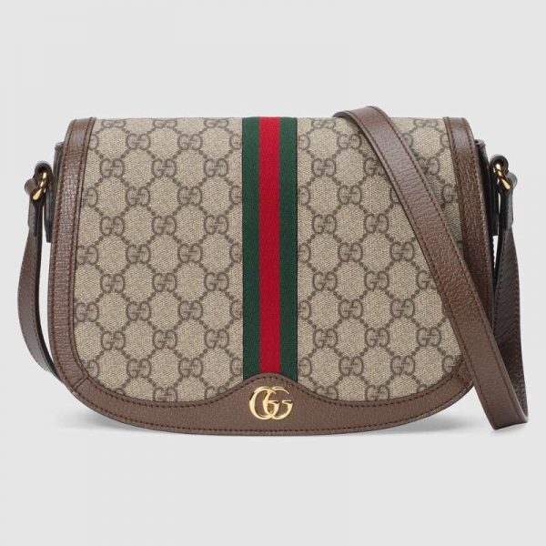 Gucci GG Women Ophidia GG Small Shoulder Bag in BeigeEbony GG Supreme Canvas
