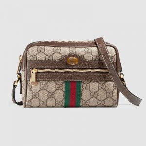 Gucci GG Women Ophidia GG Supreme Mini Bag in BeigeEbony GG Supreme Canvas