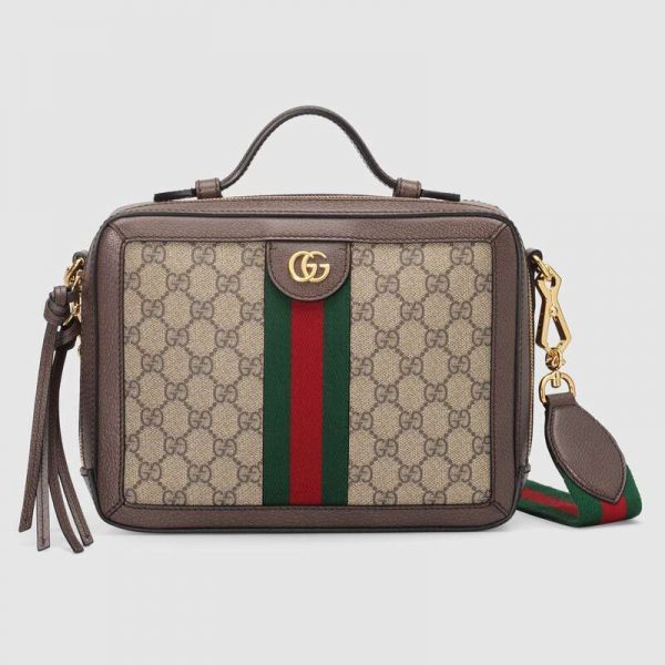 Gucci GG Women Ophidia Small GG Shoulder Bag in BeigeEbony GG Supreme Canvas