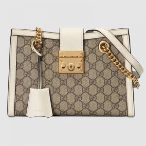 Gucci GG Women Padlock GG Small Shoulder Bag in BeigeEbony GG Supreme Canvas