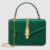 Gucci GG Women Sylvie 1969 Patent Leather Mini Top Handle Bag-Green