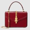 Gucci GG Women Sylvie 1969 Patent Leather Mini Top Handle Bag-Red