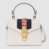 Gucci GG Women Sylvie Leather Mini Bag in Blue and Red Nylon Web-White