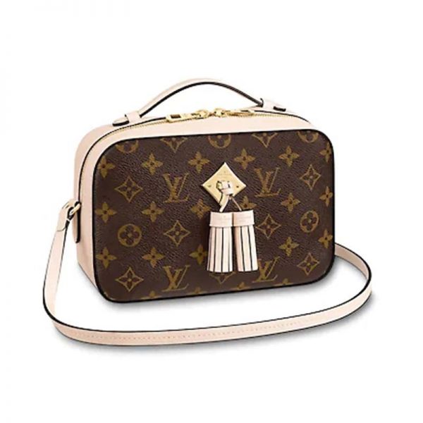 Louis Vuitton LV Women Saintonge Handbag in Monogram Canvas and Smooth Leather-White