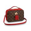 Louis Vuitton LV Women Saintonge Handbag in Monogram Canvas and Smooth Leather-Red
