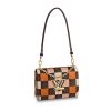Louis Vuitton LV Women Twist MM Handbag in Smooth Cowhide and Monogram Coated Canvas