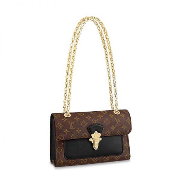Louis Vuitton LV Women Victoire Chain Bag in Monogram Coated Canvas and Cowhide Leather-Black