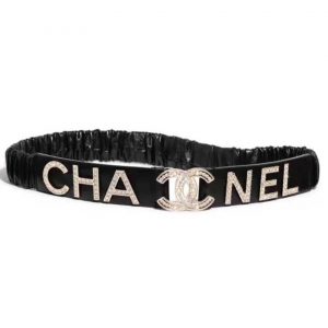 Chanel Women Goatskin & Gold-Tone Metal Belt-Black