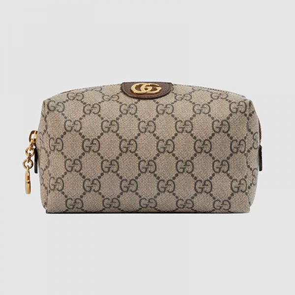 Gucci GG Unisex Ophidia GG Cosmetic Case in GG Supreme Canvas-Brown