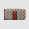 Gucci GG Unisex Web GG Supreme Zip Around Wallet in BeigeEbony GG Supreme Canvas