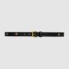 Gucci Unisex Belt with Bees and Stars Print in Leather-Black