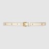 Gucci Unisex Belt with Bees and Stars Print in Leather-White