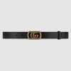 Gucci Unisex Belt with Framed Double G Buckle in Leather-Black
