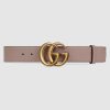 Gucci Unisex Leather Belt with Double G Buckle-Pink