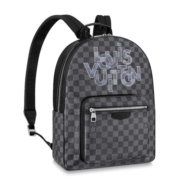 Louis Vuitton LV Men Josh Backpack Bag in Damier Graphite Coated Canvas-Grey