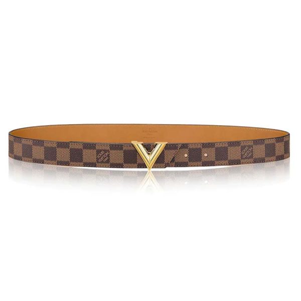 Louis Vuitton LV Unisex Essential V 30mm Belt in Damier Ebene Canvas and Calf Leather