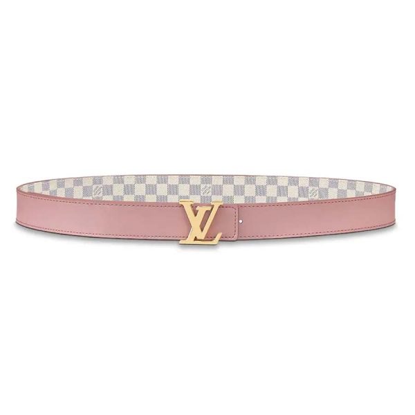 Louis Vuitton LV Unisex LV Initiales 30mm Reversible Belt in Damier Canvas-Pink