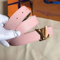 Louis Vuitton LV Unisex LV Initiales 30mm Reversible Belt in Damier Canvas-Pink (1)