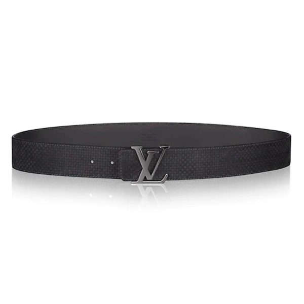 Louis Vuitton LV Unisex LV Initiales 40mm Belt in Suede Calf Leather-Black
