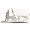 Chanel Women Small Flap Bag Lambskin Imitation Pearls & Gold-Tone Metal-White
