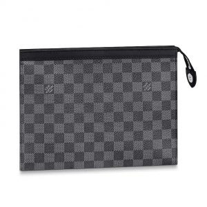 Louis Vuitton LV Men Pochette Voyage MM Damier Graphite Coated Canvas