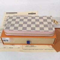 Louis Vuitton LV Women Zippy Wallet Damier Azur Canvas-Pink