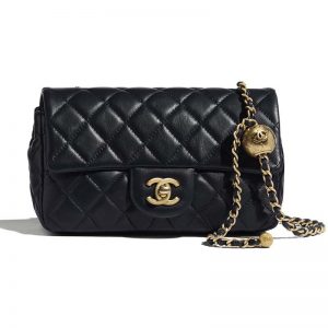 Chanel Women Flap Bag in Lambskin Leather-Navy