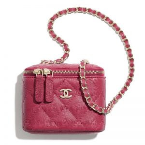 Chanel Women Mini Vanity with Classic Chain Grained Calfskin Leather
