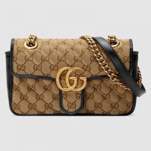 Gucci GG Women GG Marmont Mini Bag Beige Original Canvas